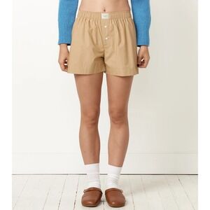 Comme Si La Boxer Classica Shorts Khaki Women's Large‎ Elastic Waist Pull On